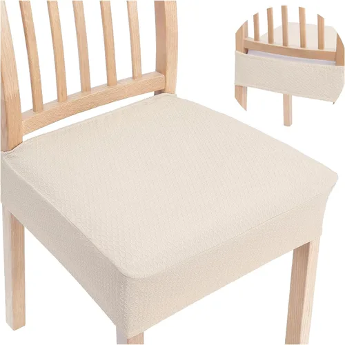 Vista 17 de Smiry Juego de 2 fundas de asiento elásticas de jacquard para sillas de comedor, extraíbles y lavables, sin fundas traseras, color azul aireado