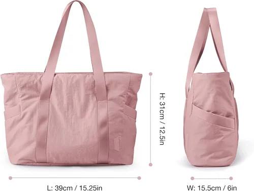 Vista 6 de BAGSMART Bolso de mano grande para mujer, bolso de hombro con asa superior con hebilla para esterilla de yoga para gimnasio, trabajo, escuela
