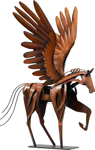 Vista 8 de SunBlogs Art Estatua de caballo hecha a mano - Decoración rústica única para oficina y hogar - Escultura de metal pintada a mano - Regalo artesanal