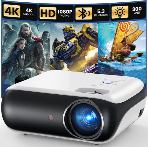 Vista 10 de Proyector Bluetooth HAPPRUN Native 1080P con licencia oficial de Google TV