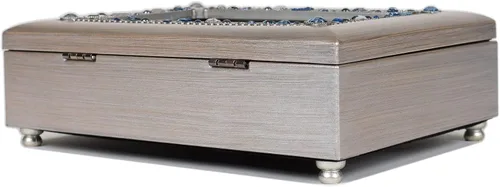 Vista 4 de Cottage Garden Someone Special Jeweled - Caja de música pequeña con acabado plateado reproduce el viento debajo de mis alas