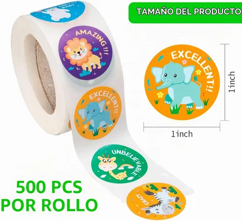Vista 2 de 3 rollos de calcomanías motivacionales para niños, 1500 unidades de calcomanías de recompensa para maestros, suministros escolares, calcomanías
