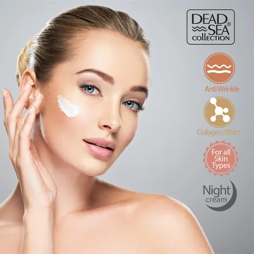 Vista 3 de Dead Sea Collection Crema facial hidratante de noche con colágeno 3 veces - Hidratante facial nutritivo antienvejecimiento con minerales del mar