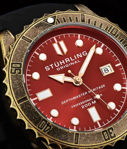 Vista 2 de Stuhrling Original - Reloj suizo automático para hombre con correa de goma
