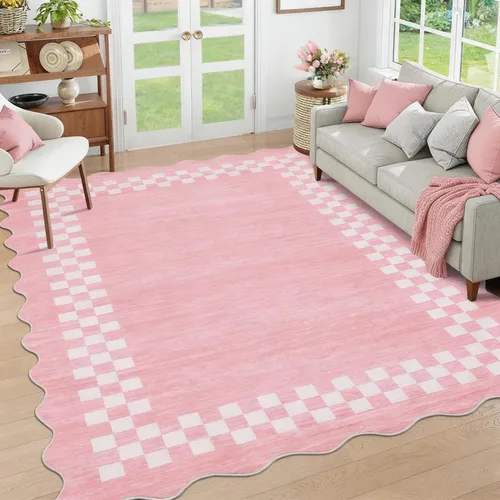 Vista 40 de GarveeHome Alfombra lavable de 5 x 7 pies para sala de estar, alfombra Beige festoneado