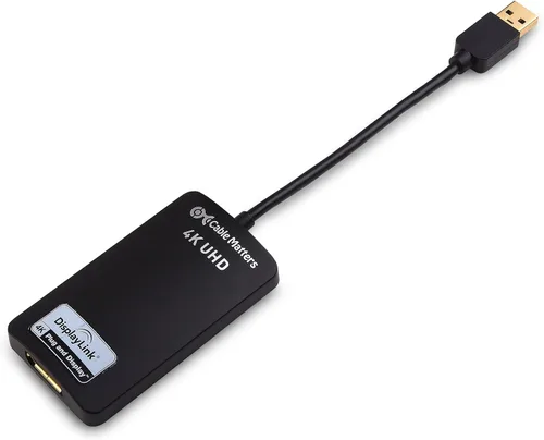 Vista 2 de Cable Matters Adaptador USB a 4K DisplayPort, USB 3.0 a DisplayPort, Adaptador USB3 a DP para Windows