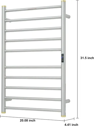 Vista 5 de Toallero eléctrico con calentador de toallas, calentador de toallas con temporizador y control de temperatura, montado en la pared, enchufe