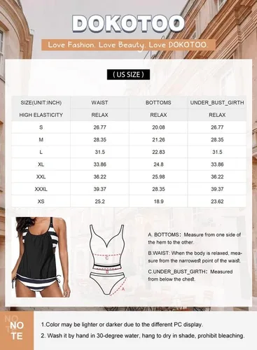 Vista 5 de Dokotoo Conjunto de tankini con estampado de rayas de moda para mujer 2024 (S-3XL)