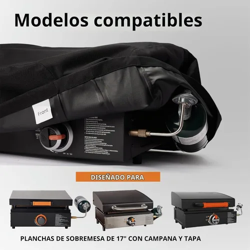 Vista 7 de Cubierta de plancha para parrilla de mesa Blackstone de 17 pulgadas con capucha, solo cubierta