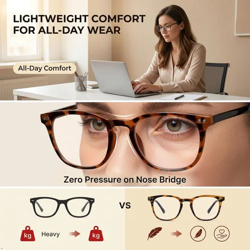 Vista 8 de Eyekepper Lectores Retro Cuadrado Plástico Marco Metal Brazos Lectura Gafas Ámbar/Negro Brazo +0.5 Brazo ámbar/negro