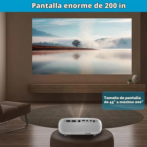 Vista 8 de Mini proyector HD, alimentado por Powerbank, 10000 lúmenes portátil con trípode para viajes al aire libre, compatible con Android, iOS, Windows, TV