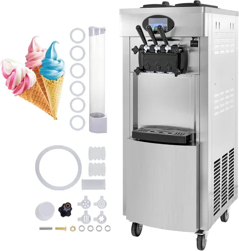 Vista 10 de Máquina de helado comercial, con función de pre-enfriamiento, limpieza automática, panel LCD, máquina de helado suave de servicio 18L/H, máquina