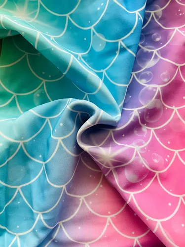 Vista 4 de Traje de baño de cola de sirena con monoaleta para niñas, conjunto de bikini