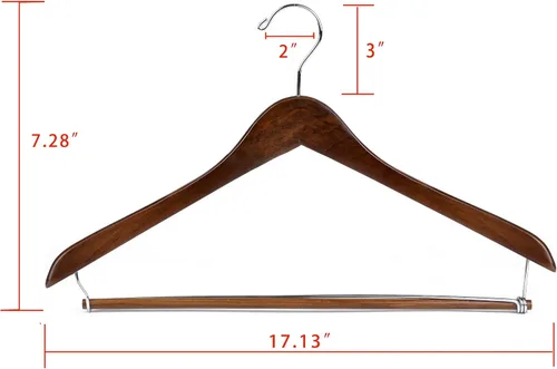 Vista 3 de Quality Hangers Perchas de madera hermosas y resistentes para abrigos, perchas curvas, ideales para viajeros, colgador resistente con barra