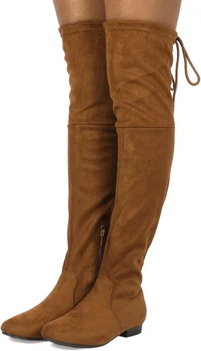 Vista 8 de DREAM PAIRS - Botas altas por encima de la rodilla para mujer, tacón grueso y plataforma