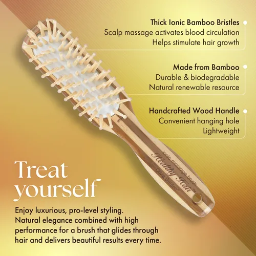 Vista 3 de Olivia Garden Cepillo de masaje iónico de bambú para cabello saludable