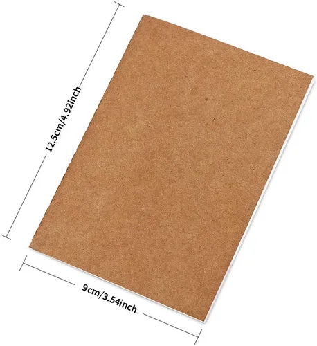 Vista 2 de Paquete de 24 libros en blanco sin forro, mini bolsillo de papel kraft marrón, tapa suave, sin rayas, para viajeros, estudiantes, libros