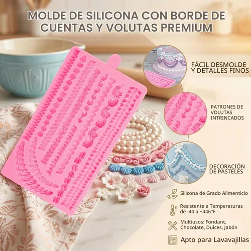 Vista 7 de Lambeth Borders - Molde de silicona para decoración de pasteles de crema batida, para fiestas de cumpleaños, adornos de cupcakes de Acción