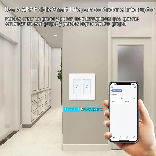 Vista 8 de Milfra Interruptor táctil inteligente de 2 vías, 2 posiciones, blanco, compatible con Alexa y Assistant, no requiere concentrador