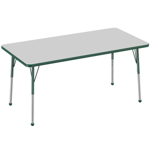 Vista 174 de FDP - Mesa rectangular para actividades escolares y de oficina (24 x 36 pulgadas), patas estándar con deslizadores giratorios, altura ajustable