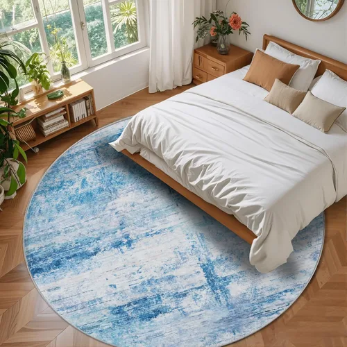 Vista 66 de Alfombra abstracta de 3 x 5 para sala de estar, dormitorio, entrada, color azul