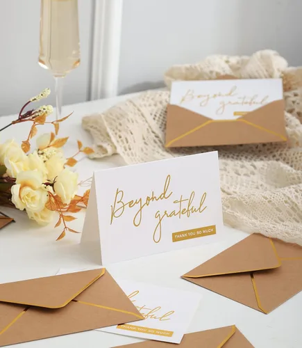 Vista 4 de Winoo Design Gold Beyond Grateful - Tarjetas de agradecimiento con sobres, 36 unidades, notas de agradecimiento con papel dorado en relieve de 4 x 6