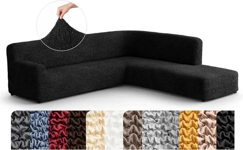Vista 30 de PAULATO BY GA.I.CO. Funda de sofá modular, funda para sofá chaise longue en forma de L, fundas lavables para sofá esquinero, funda elástica de Gris