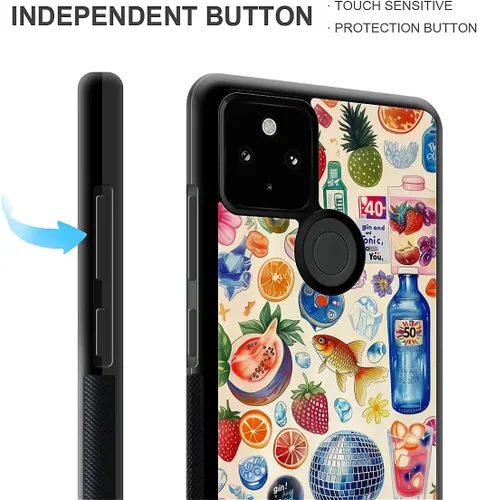 Vista 951 de Compatible con Google Pixel 4A 5G Mobile Case Creative Acrylic Panel trasero Silicona Protección Grip especialmente diseñado para Google Pixel 4A 5G