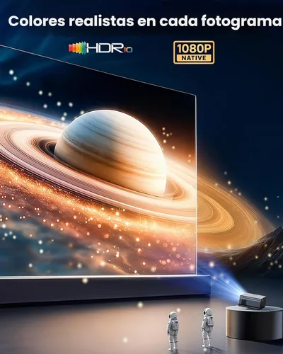 Vista 4 de [Google TV oficial] Proyector inteligente 4K compatible con WiFi y Bluetooth, aplicaciones oficiales integradas, GoogIe Voice, proyector