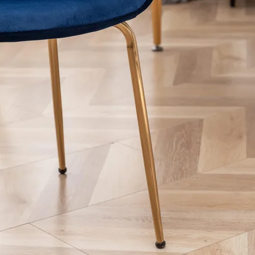 Vista 6 de R. Everett - Silla de comedor moderna de terciopelo con patas chapadas en oro duraderas, juego de 2, color azul