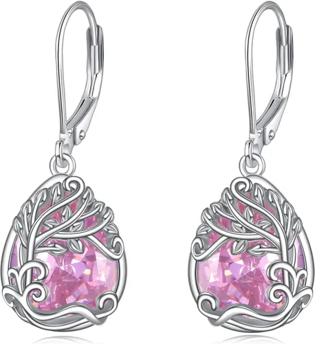 Vista 195 de Aretes colgantes con forma de lágrima de filigrana de piedra lunar de plata de ley 925 con cierre de palanca para mujer, regalos de joyería