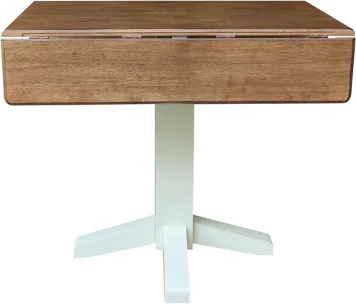 Vista 10 de IC INTERNATIONAL CONCEPTS Mesa de comedor cuadrada de madera maciza de 36 pulgadas con doble hoja, multicolor Nogal/Concha