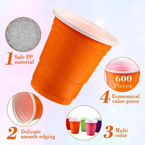 Vista 3 de Mimorou Paquete de 600 vasos de chupito de plástico de 2 onzas, vasos desechables de plástico, mini tazas multicolor para barbacoa, fiesta