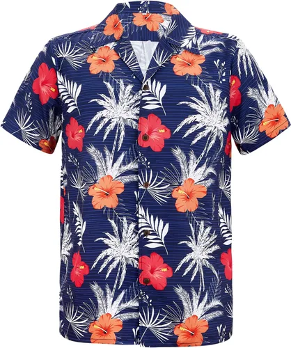 Vista 24 de American Trends Camisa hawaiana de manga corta con botones tropicales para Impresión de leopardo