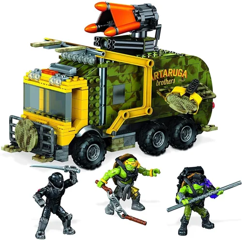Vista 5 de Mega Bloks Teenage Mutant Juguete para construir, camión de batalla, tortugas ninjas