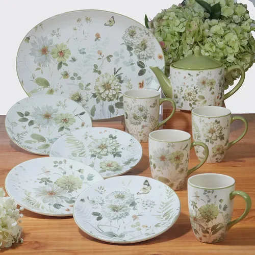 Vista 6 de Certified International Green Fields - Juego de 4 platos para canapé, almuerzo, aperitivo, 6 pulgadas, varios diseños