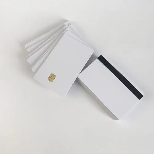 Vista 3 de 10 paquetes SLE4442 Chip Contact IC Card con 5/16 pulgadas 2 pistas Hico banda magnética 2 en 1 PVC en blanco IC tarjeta inteligente inteligente