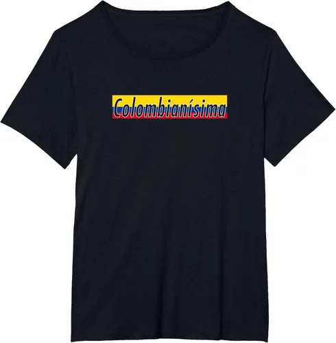 Vista 29 de Camisas Colombianisima Colombia para mujer Bandera de Colombia, Negro, S