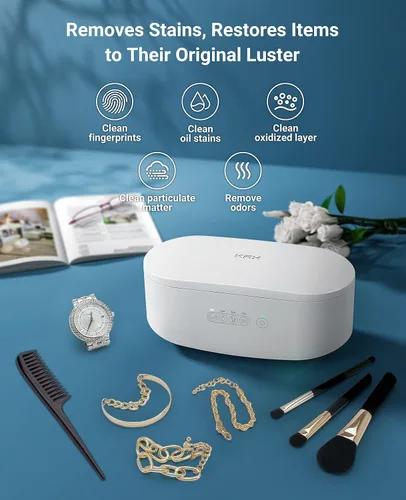 Vista 4 de KRX Limpiador ultrasónico profesional de joyas, limpiador ultrasónico para gafas anillos oro plata diamante moneda reloj dentadura, 47KHz hogar