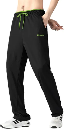 Vista 4 de GODISHARK Pantalones deportivos ligeros para hombre, con parte inferior abierta, bolsillos con cremallera, para entrenamiento, gimnasio, correr