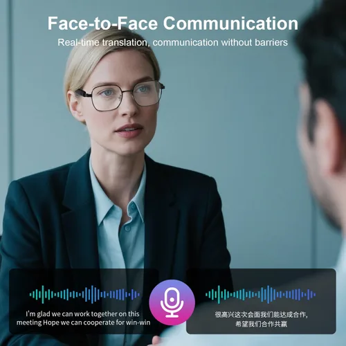 Vista 4 de Lentes inteligentes AI para mujeres y hombres, lentes fotocrómicas, traducción en tiempo real a través de la aplicación, compatibles con más de 160