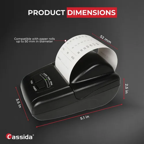 Vista 9 de Cassida Impresora térmica universal para manejo de efectivo. Compatible con la mayoría de contadores de billetes (KP-1), color negro