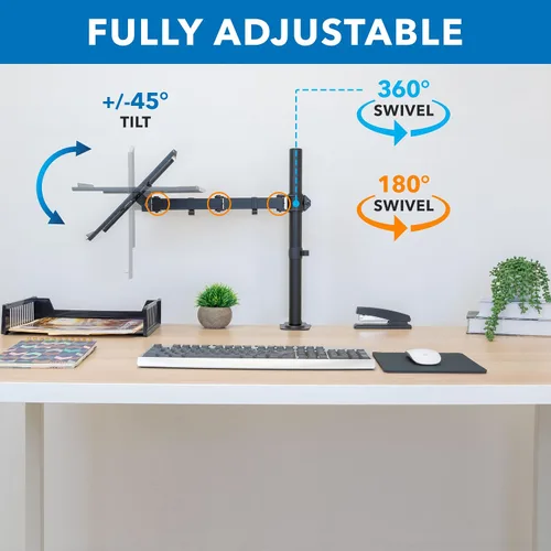 Vista 7 de Mount-It! Soporte de escritorio para laptop, brazo ergonómico totalmente ajustable para laptop con bandeja ventilada, gestión de cables, abrazadera