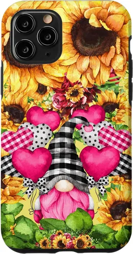 Vista 29 de Cute Sunflower Pattern for Women Pink Valentines Gnome Case for iPhone 17