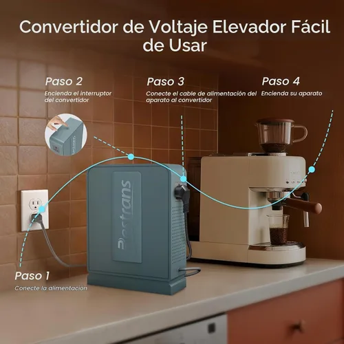 Vista 4 de Transformador elevador de 2000 W, convertidor de 110 V a 220 V, convertidor de voltaje resistente de 110 V-120 V a 220 V-240 V con dos tomas Gris