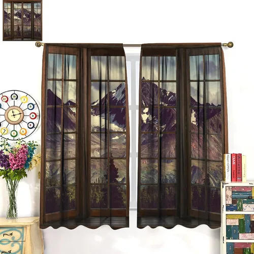 Vista 93 de Cortinas de paisaje, ventana 3D, primavera, bosque, vida silvestre, paisajes de naturaleza, dormitorio, sala de estar, cortinas térmicas opacas de 2