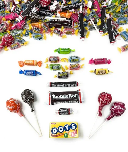 Vista 2 de Surtido de caramelos americanos a granel de 6 libras Jolly Hard Candy Mix and Rolls, barras de aperitivos juveniles, mini puntos, rollos de frutas