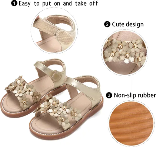 Vista 6 de GINFIVE Sandalias para niñas pequeñas, sandalias para niñas y niños pequeños