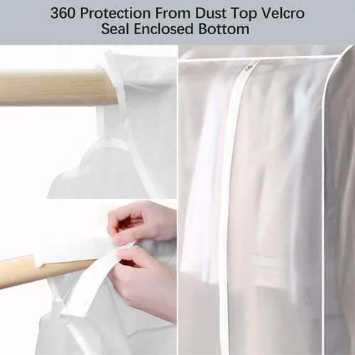 Vista 5 de 2 fundas para perchero de 50 pulgadas, a prueba de polvo, impermeables, para colgar ropa, bolsa de almacenamiento de ropa con cremallera