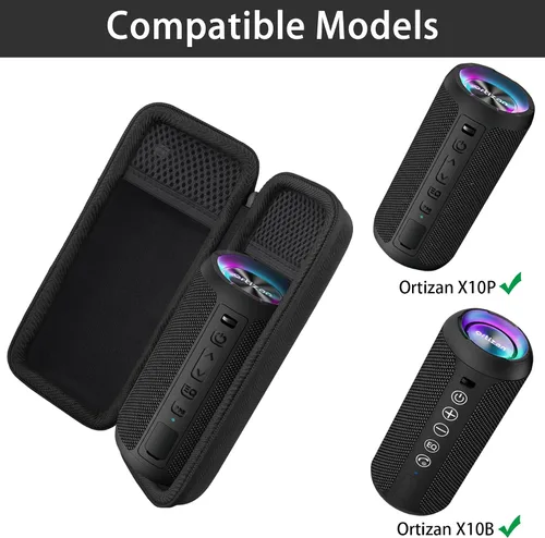 Vista 6 de khanka Estuche rígido de viaje para altavoz Bluetooth portátil Ortizan IPX7 Negro